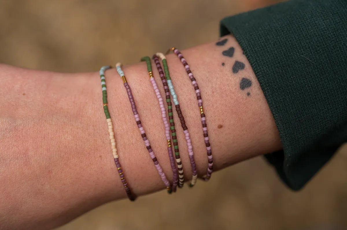 Kleurenset: Camel Brown touwtje - 8 kralenkleurtjes (6 wensbandjes)