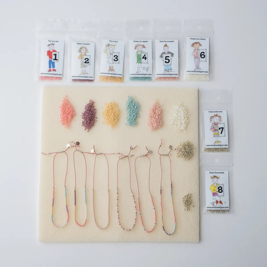 Kleurenset: Roze touwtje - 8 kralenkleurtjes (6 wensbandjes)