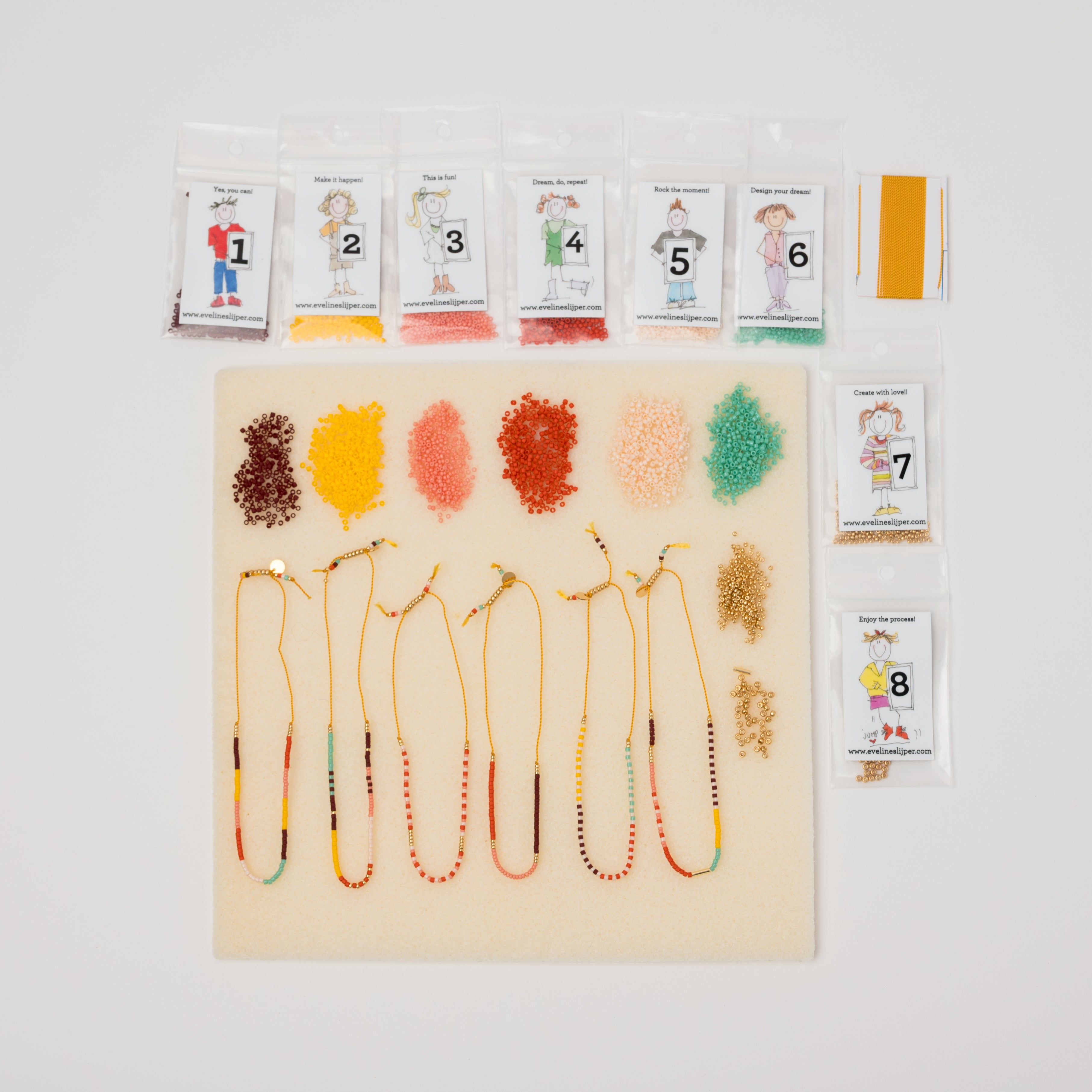 Kleurenset: Oker - 8 kralenkleurtjes (6 wensbandjes)