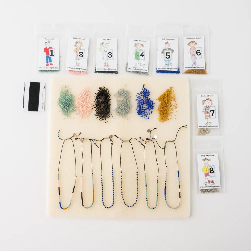 Kleurenset: Zwart touwtje - 8 kralenkleurtjes (6 wensbandjes)